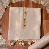 Tissue Shimmer Golden Unstitched Suit